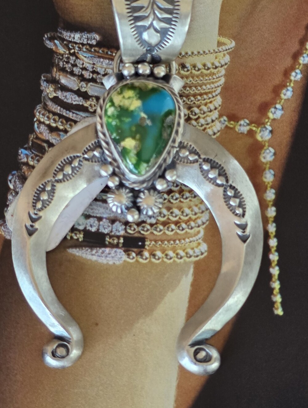 STERLING Silver Naja w/Sonoran Gold Pendant
